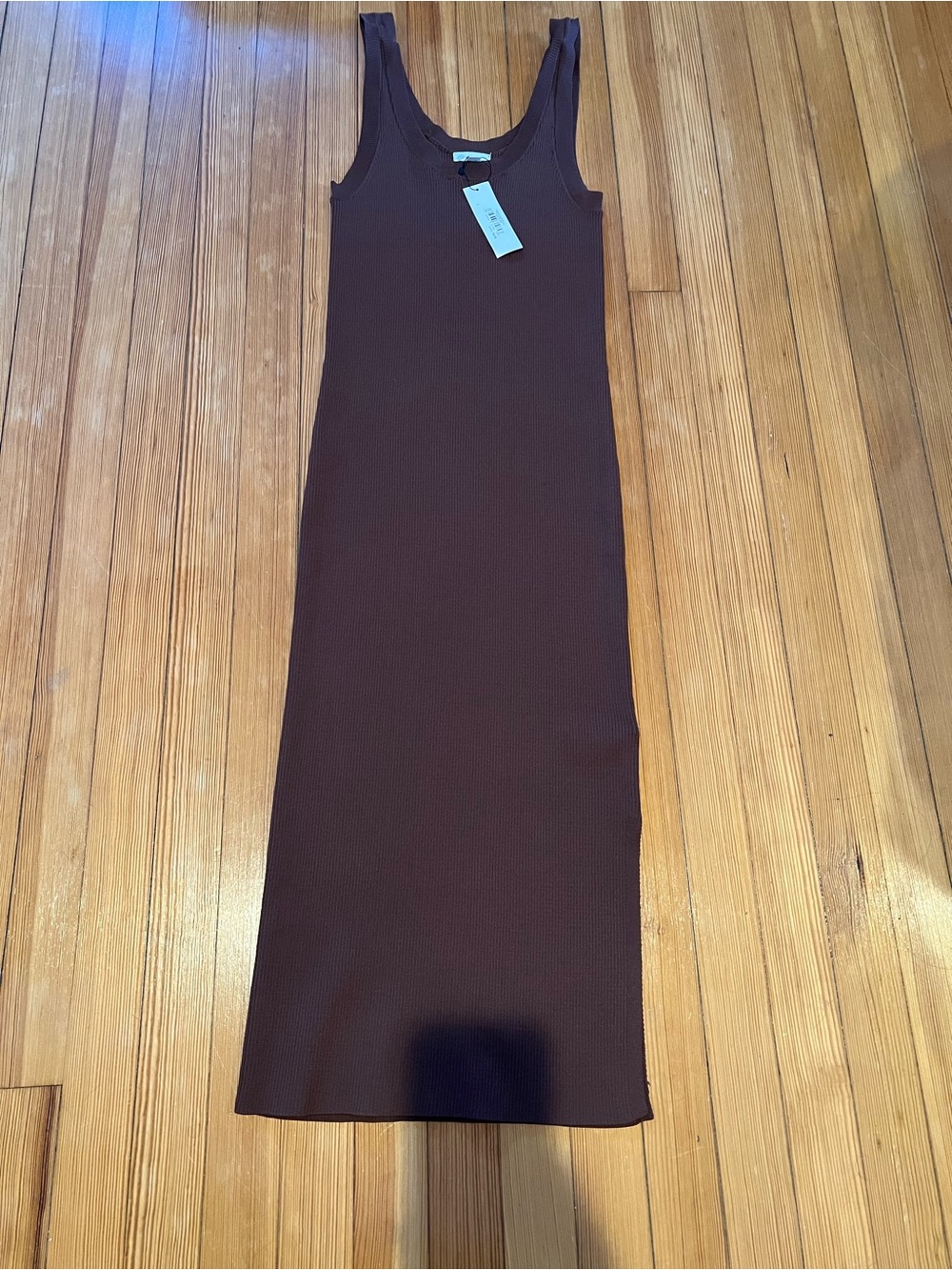 Sleeveless Ribbed Maxi Dress in Dark Brown